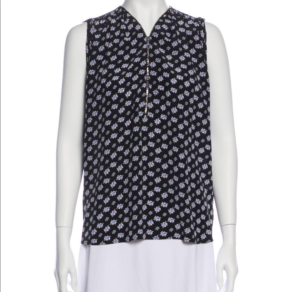 Sandro Silk printed sleeveless Blouse size XS